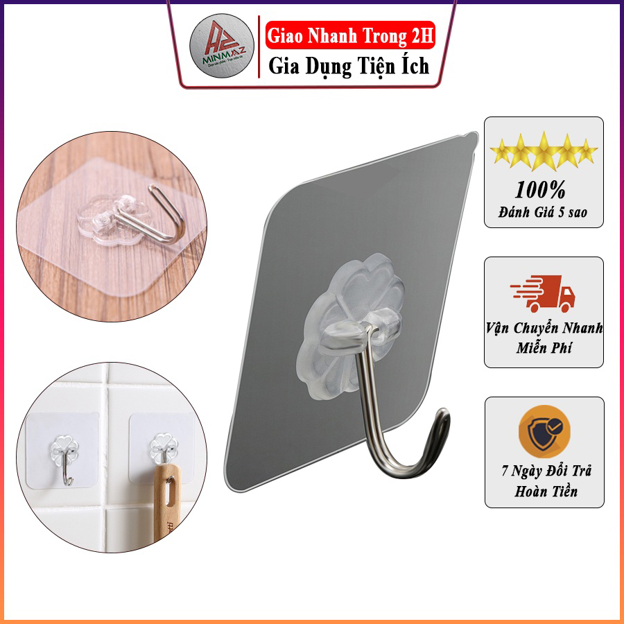Móc dán tường trong suốt chịu lực treo đồ nặng , móc treo đồ siêu dính - freeship
