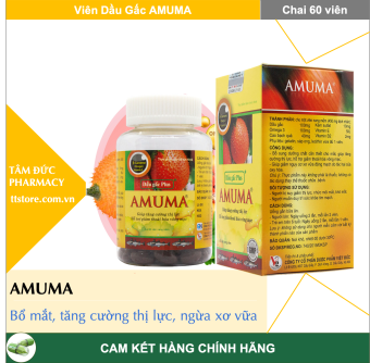 Dầu Gấc AMUMA [Chai 60 viên] - Tăng cường thị lực, sáng mắt, giảm khô mắt [omega 3, dầu gấc, vinaga dha]