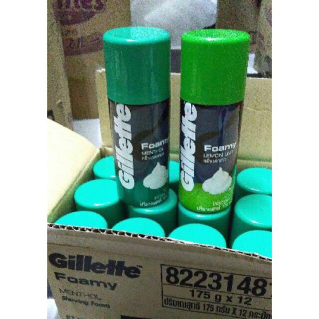 Kem bọt cạo râu gillette hương bạc hà 175g - foamy menthol lime 175ml