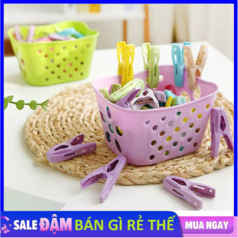 Vỉ 30 Kẹp Nhựa Phơi Quần Áo, Phơi Đồ Kèm Khay Đựng Tiện Lợi - Rổ 30 Cái Kẹp Treo Quần Áo, Mũ, Nón ,Tất, Vớ Bằng Nhựa Pp Cao Cấp Đa Năng Tiện Lợi