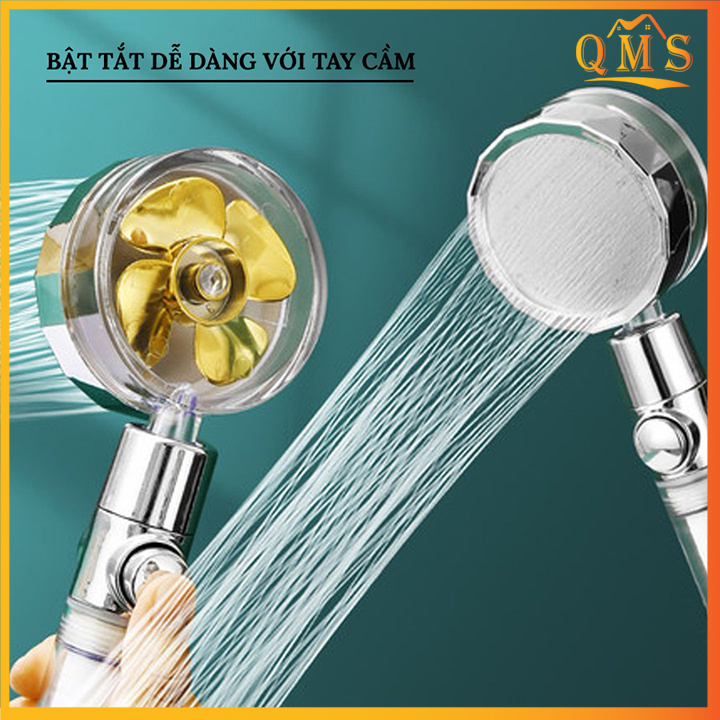 Bộ Vòi Sen Tăng Áp Cánh Quạt Có Lõi Lọc Với Tia Nước Massage Tạo Cảm Giác Thư Giãn Dễ Chịu