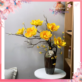 Hoa Giả Hoa Lụa - Lọ Hoa Mộc Lan Nghệ ThuậT Độc Đáo Trang Trí