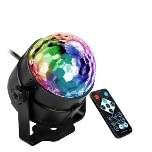 Đèn led sân khấu, bar, vũ trường chớp 7 màu, có remote điều khiển, Đèn led xoay trang trí 7 màu cảm ứng xoay theo nhạc