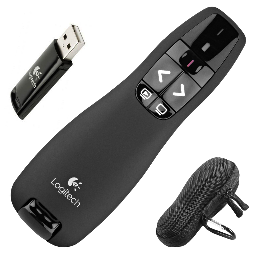 Bút Trình Chiếu Logitech R400,Nút Laser Đỏ,Nút Điều Khiển Trình Chiếu Trực Quan: Các Nút.Chức Năng Hiển Thị Dung Lượng Pin.Phạm Vi Hoạt Động Không Dây 15M