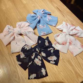 Kẹp tóc nơ vải bản to phong cách thời trang Hàn Nhật