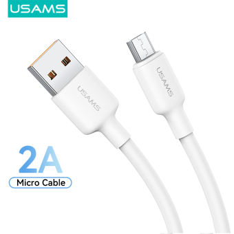 USAMS 2.0A Cáp Micro USB Cho Điện Thoại Android Trắng Dây Cáp Sạc USB Cáp Dữ Liệu 480Mbps Truyền Dữ Liệu Cho Xiaomi/Vivo Y11, Huawei Y7 Prime 2019, Oppo A5s/F3 Plus Realme 5i, Realme 3, Samsung J7 Pro Cáp Sạc