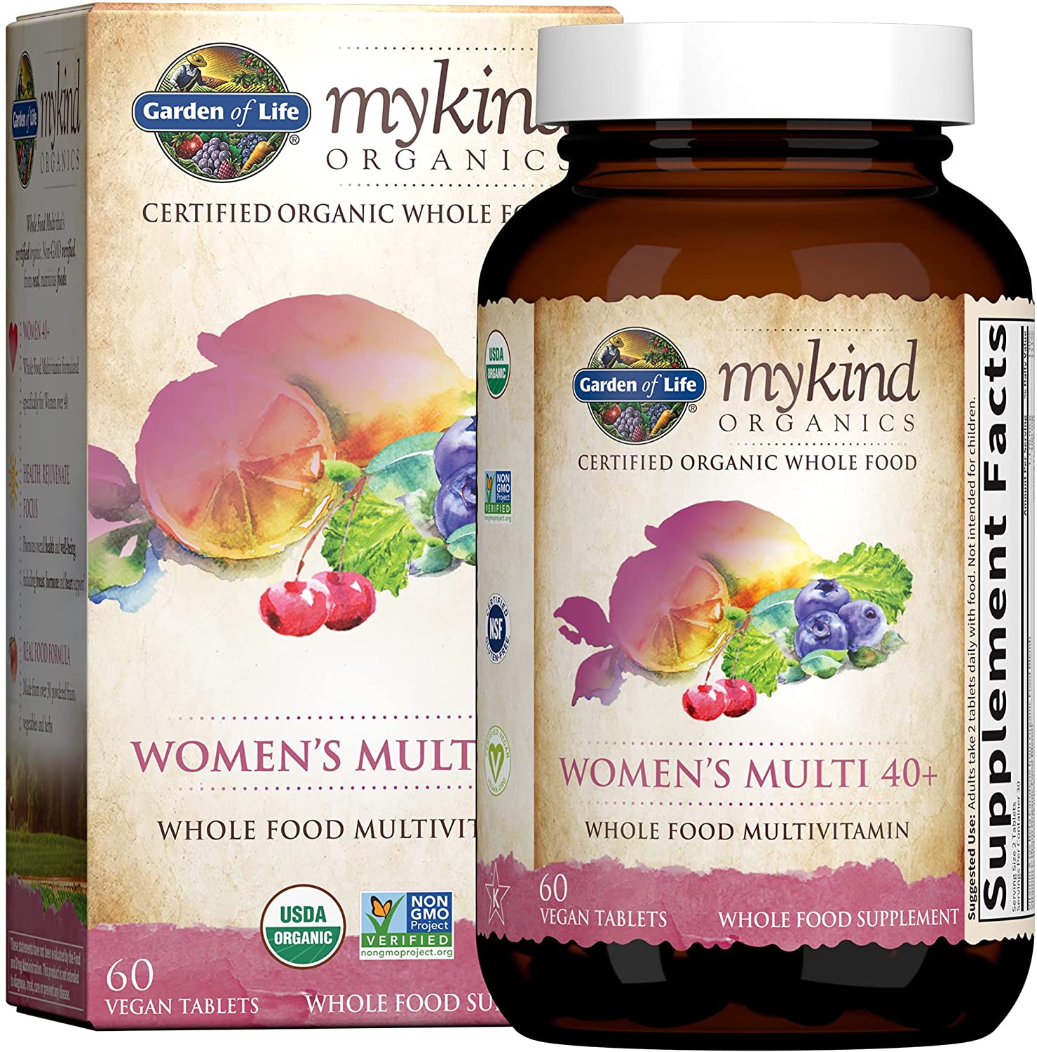 HŨ 60 - 120 VIÊN ĐA VITAMIN HỮU CƠ - THUẦN CHAY CHO NỮ TRÊN 40 TUỔI Garden of Life mykind Organics Vitamins for Women 40+, Vegan - NonGMO