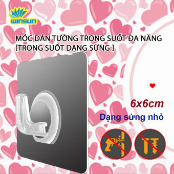 Móc Dán Tường Trong Suốt Đa Năng Chịu Lực Tốt  [Trong Suốt Dạng Sừng ]