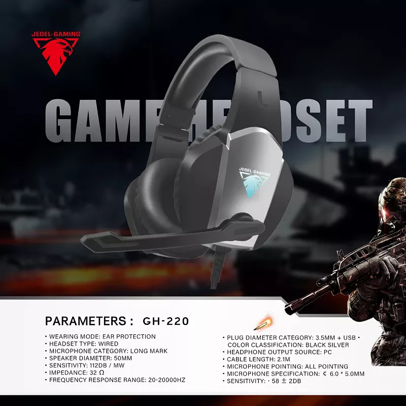 JEDEL GH-220 Gaming Headphones RGB Light 2 Pin 3.5mm Connector Clear Bass for PUBG Mine Craft LOL Fortnite Gaming Headphone, Wired gaming headset 7 B6fdb9879b9ef4acf57b880c5e256c12