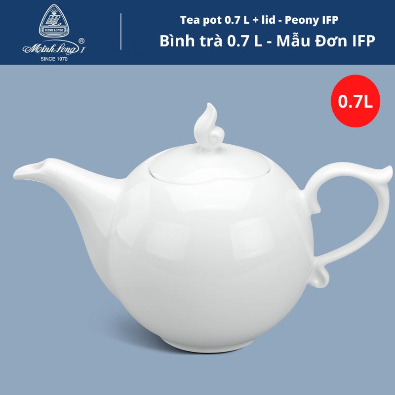 Bình trà 0.7 l - mẫu đơn ifp - trắng ngà