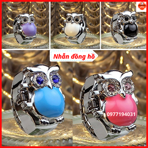 Nhẫn Đồng Hồ Nam Nữ Hình Chim Cú Ngậm Ngọc Sang Trọng. Thời Trang Qúy Tộc