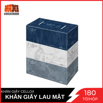 Lốc 3 hộp Khăn giấy lau mặt cao cấp Cellox - Cellox Purify Facial Tissue 2 lớp Hộp 180 tờ X3