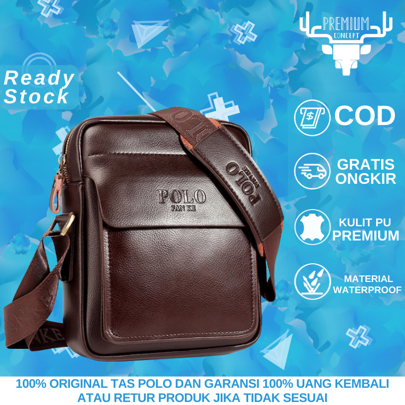 Tas Selempang POLO Tas Kulit Pria Kerja POLO Import Premium Waterproof Terbaru Tas Slempang Kulit POLOโฆ