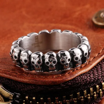 Fashion Supplies Vintage Men Silver Jewelry Rock Women Skull Ring Rings Punk Stainless Steel (2)