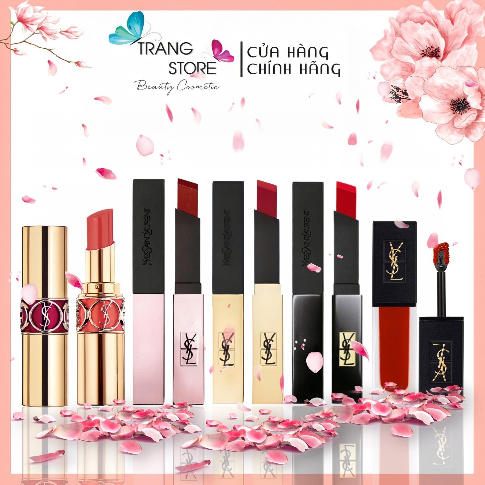 Son ysl velvet cream 2020, son kem màu đỏ cam, ysl rouge pur couture the slim- full box