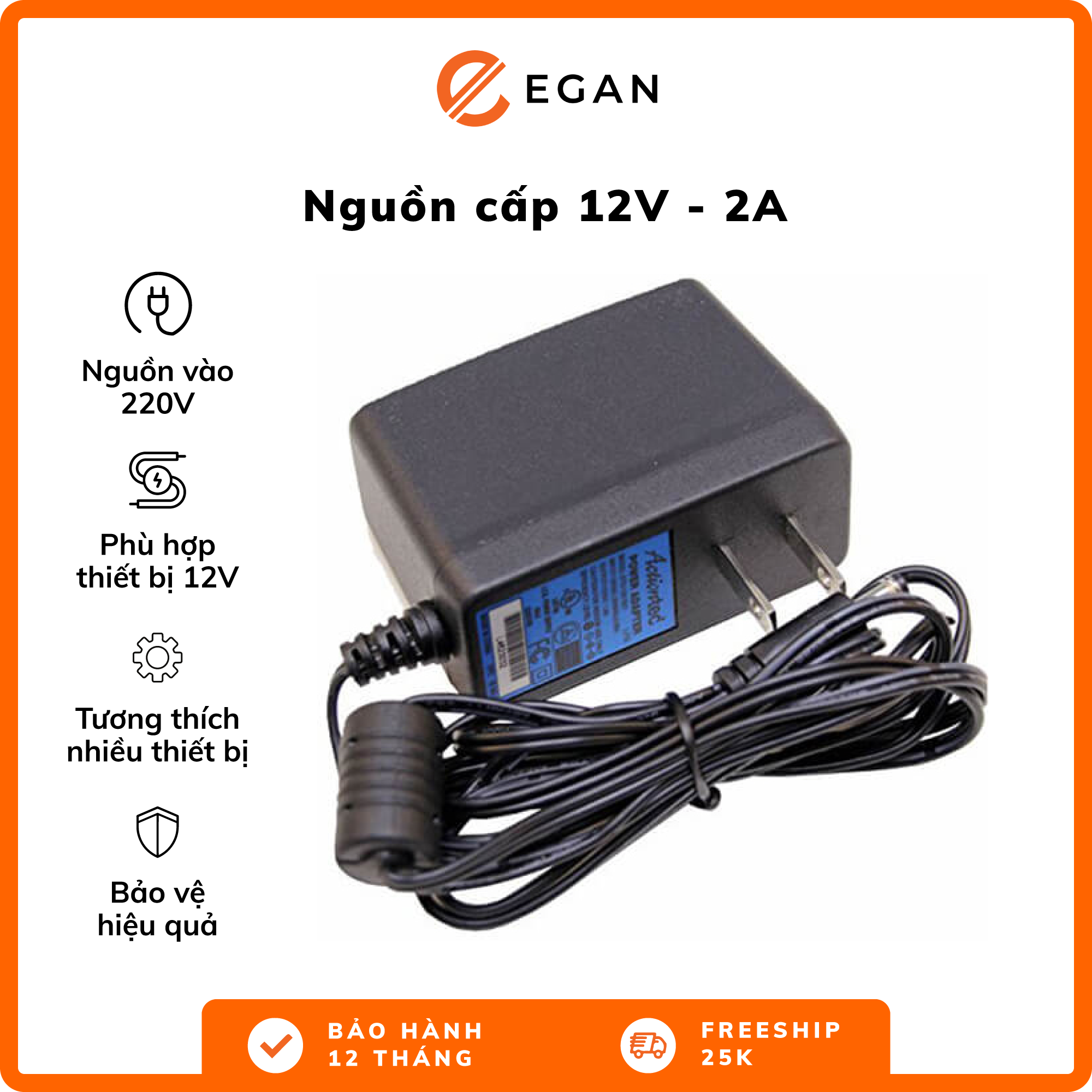 Adapter 12V-2A - Nguồn vào 220V bền bỉ bảo vệ mạch hiệu quả tương thích hầu hết các thiết bị sử dụng nguồn 12V
