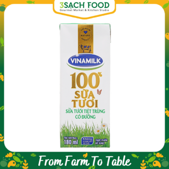 Sữa tươi tiệt trùng có đường Vinamilk - hộp 180ml