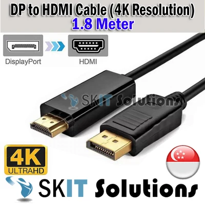 1.8M / 3M / 5M DP Display Port Displayport Male to HDMI - Compatible Male Cable, 4K*2K Resolution Adapter Converter, Connect PC Laptop Computer to TV Projector to Monitor, Displayport to HDMI - Compatible Cable, Displayport to HDMI - Compatible 4K Adapter (1)