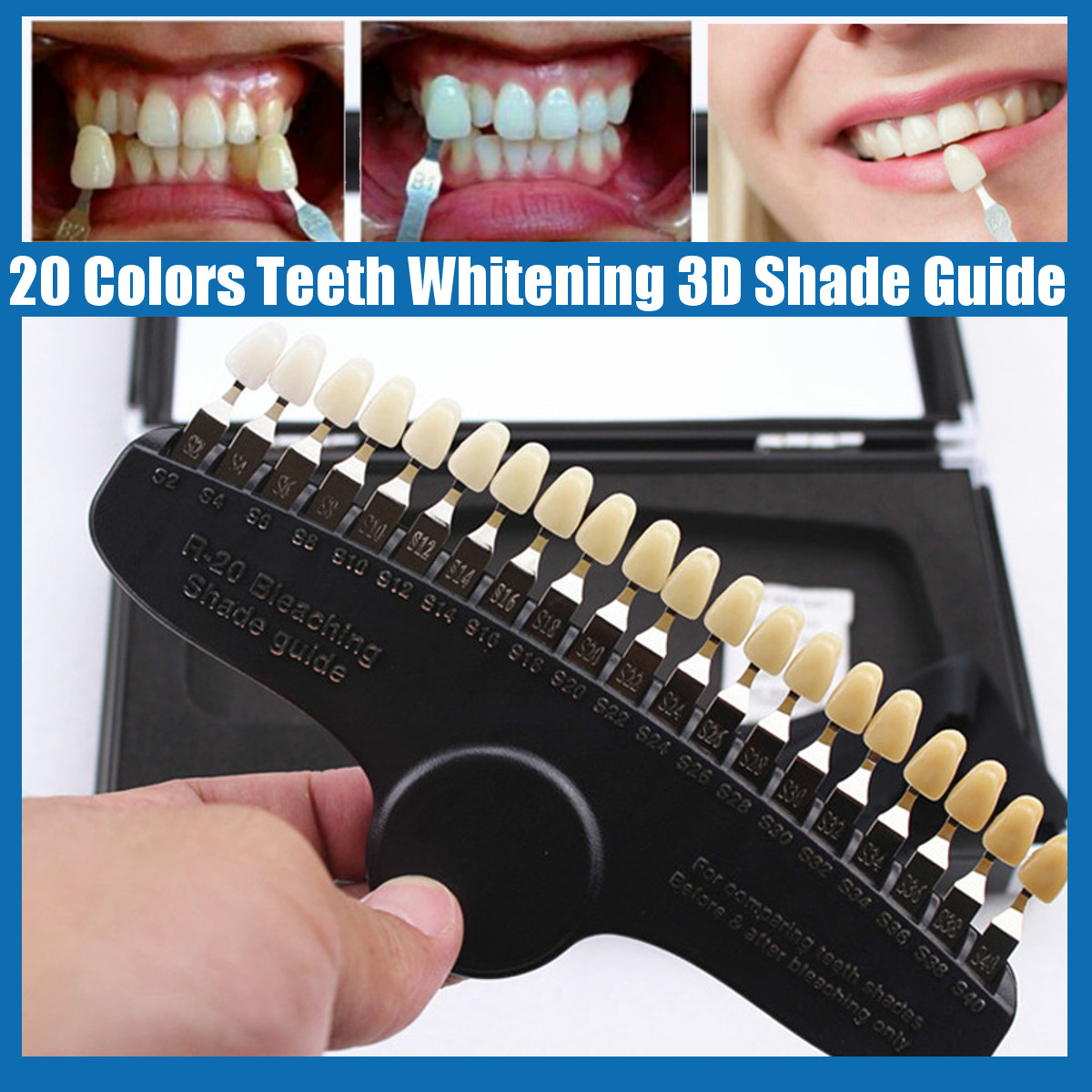 Gambar 20 Color Teeth Whitening 3D Shade Guide Tooth Bleaching Shade Chart Board with Mirror Dentistry Color Comparator Dental Plate