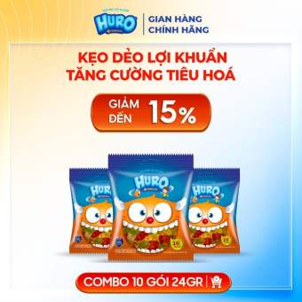 Combo 10 Gói Kẹo Dẻo Lợi Khuẩn HURO PROBIOTICS Túi 24g - Hương Trái Cây Bổ Sung Lợi Khuẩn Cho Hệ Tiêu Hóa - Kiểm Chứng An Toàn Chất Lượng Từ Anh Quốc