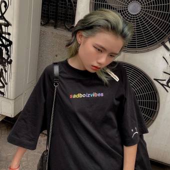 Áo Thun Tay Lỡ Form Rộng SADBOIZVIBES Màu Đen Màu Trắng Unisex Áo Thun Nam Áo Thun Nữ