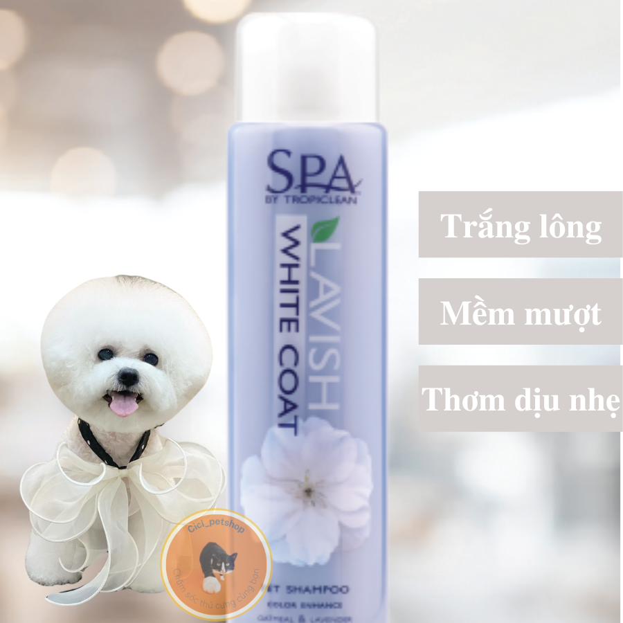Dầu gội dưỡng lông trắng sáng cho thú cưng tropiclean white coat
