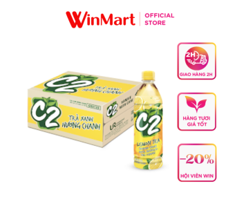 Thùng 24 chai trà xanh C2 hương chanh 455ml