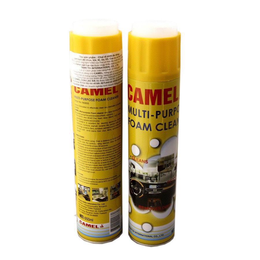 Chai xịt bọt vệ sinh nội thất ôtô đa năng foam cleaner màu vàng 650ml