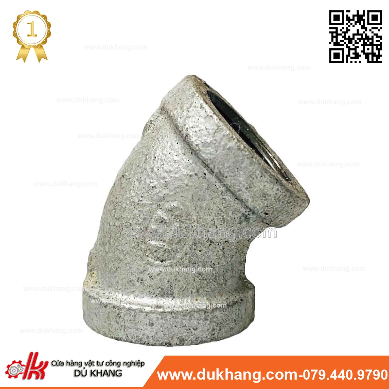 Co lơ ren sắt kẽm - Cút 45 độ ren trong thép mạ kẽm