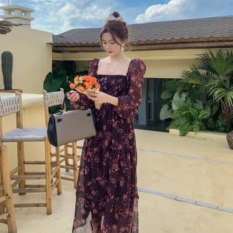 Đầm Maxi Voan Hoạ Tiết Hoa Tiểu Thư