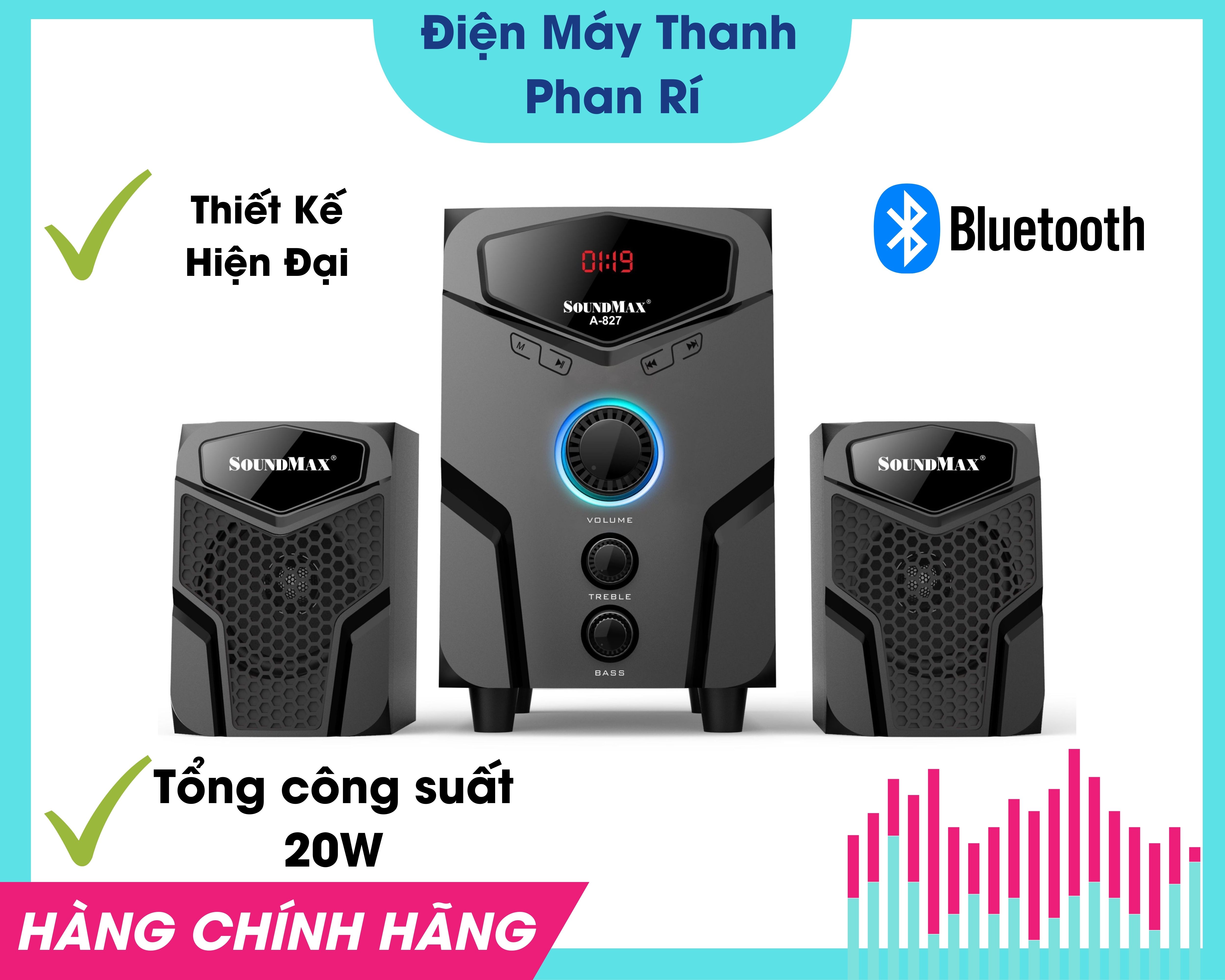 Loa vi tính soundmax a827 bass siêu trầm, hổ trợ bluetooth 5.0, thiết kế sang trọng