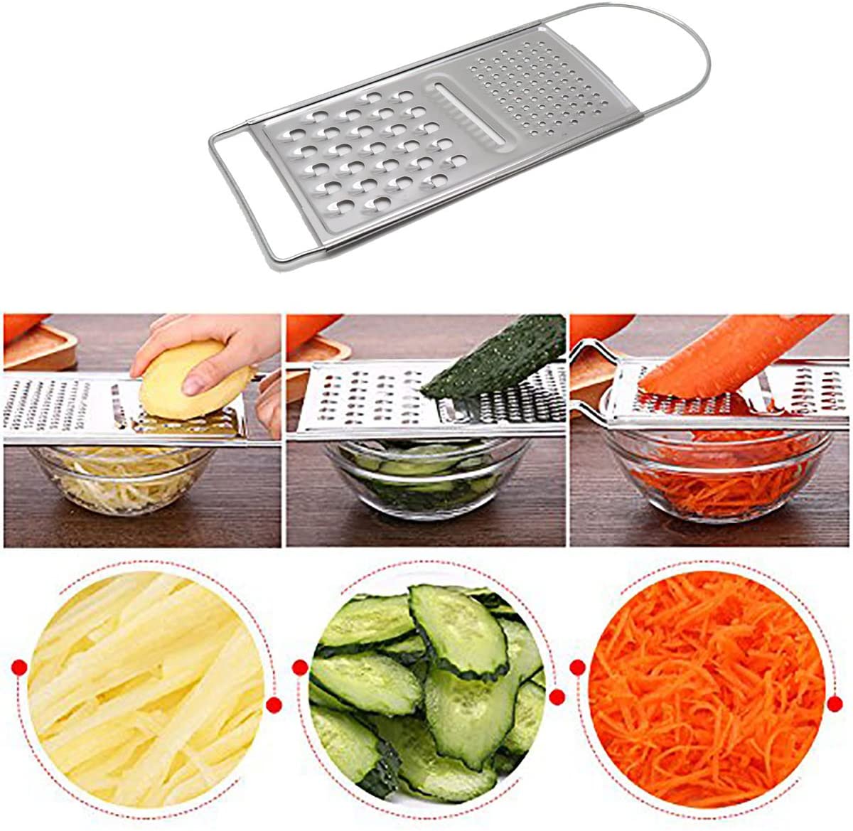 Kitchen 3 Way Flat Grater - Stainless Steel - Razor Sharp Teeth - Fruit ...