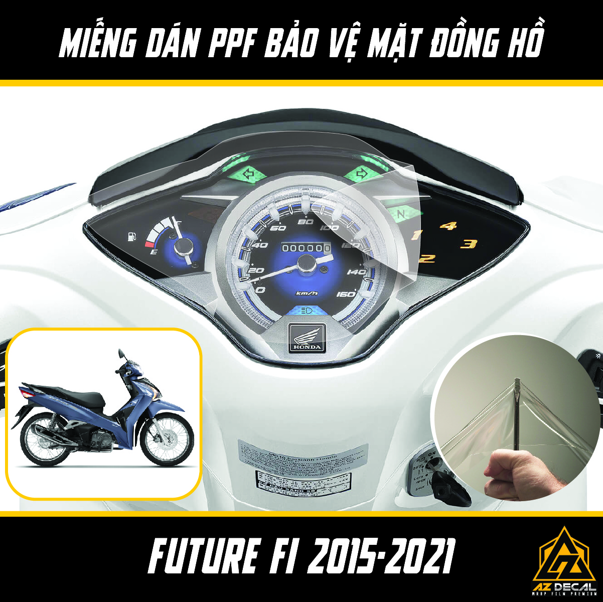 Film PPF Dán Bảo Vệ Đồng Hồ Xe Honda Future Fi 2015 - 2021 | Miếng Dán Bảo Vệ Mặt Đồng Hồ Xe Chống Xước, Chống Nước Cắt Sẵn Khuôn Dễ Dán Tại Nhà - Azdecal