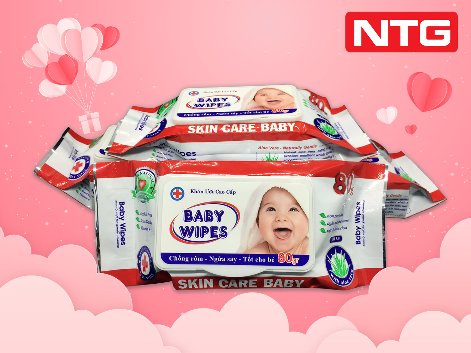 Lốc 20 gói Baby 80g Wipes đỏ, Khăn giấy ướt siêu tiết kiệm, Hương thơm nhẹ, KHÔNG CỒN, CÓ THỂ DÙNG CHO BÉ, dễ chịu. Giá sỉ