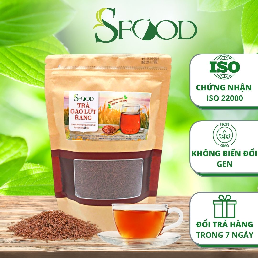 Trà gạo lứt đậu đen đậu đỏ Sfood dạng túi lọc 200 gram, trà gạo lứt đậu đen