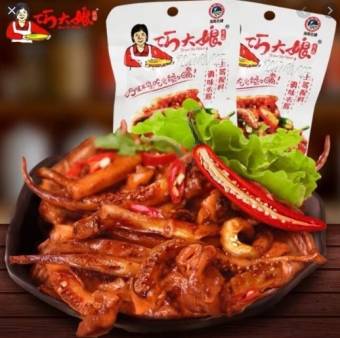 Râu mực xào cay Tứ Xuyên 🍺 Đồ ăn vặt nội địa Trung Quốc