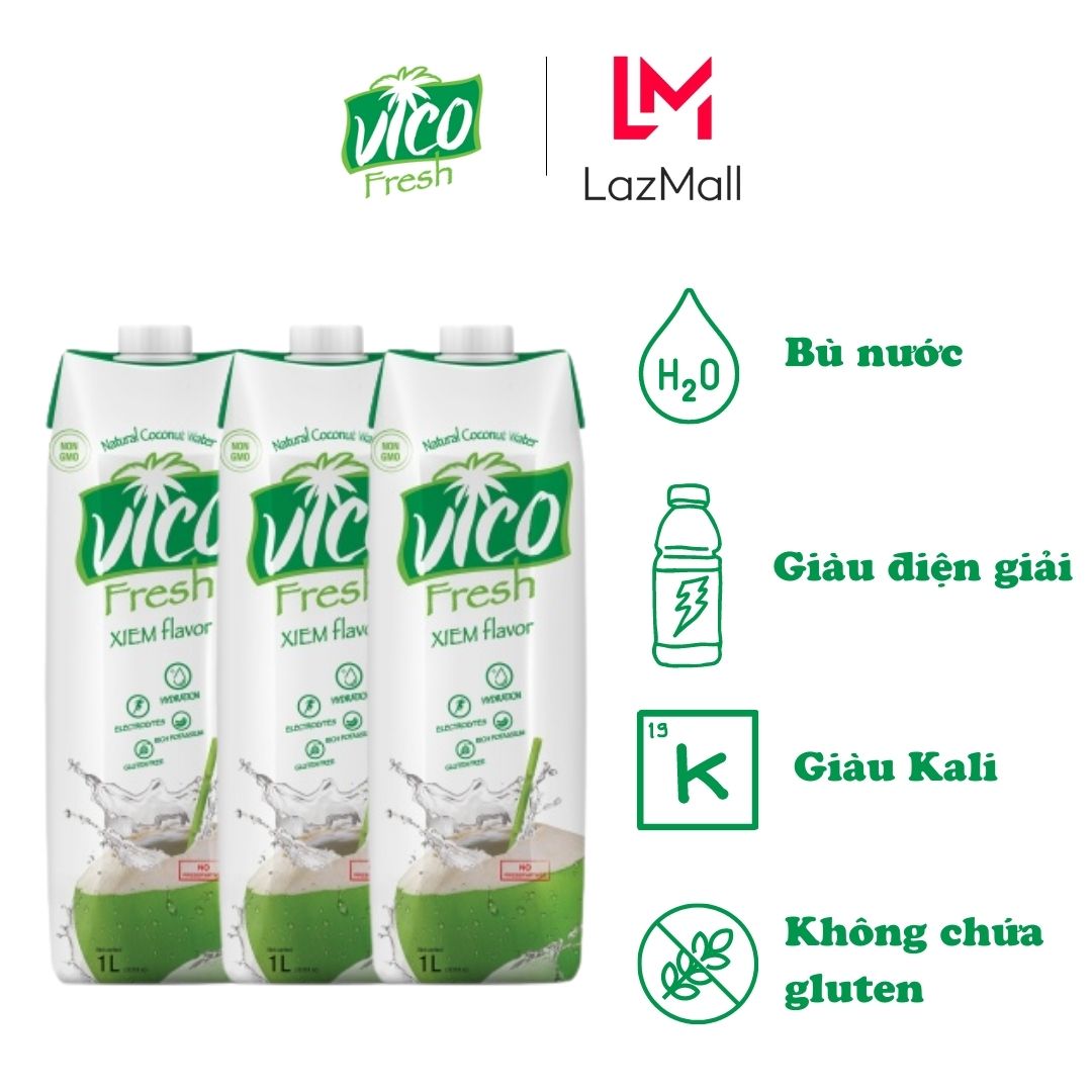 COMBO 3 HỘP NƯỚC DỪA XIÊM VICO FRESH 1L