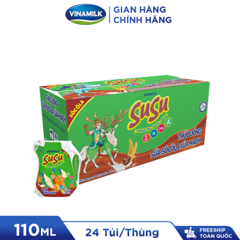3 Thùng Thức uống Sữa Socola Lúa Mạch Vinamilk Susu Túi 110ml - 24 túi/Thùng