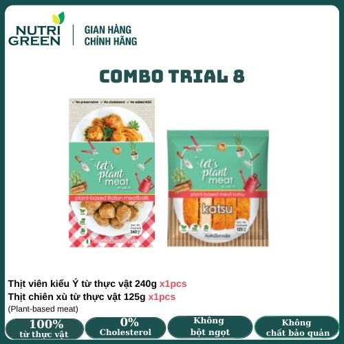 Combo Trial 8 thịt chay từ thực vật Nutrigreen Food thực phẩm chay cao cấp nhập khẩu bổ sung đạm thực vật dinh dưỡng cho người ăn chay và eat clean