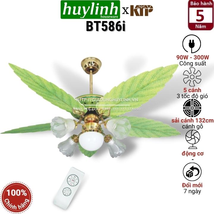 Quạt trần đèn 5 cánh gỗ kim thuận phong ktp bt586i