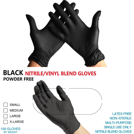 Black Nitrile Kitchen Gloves - Chemical-Free, Food Grade (Brand: )