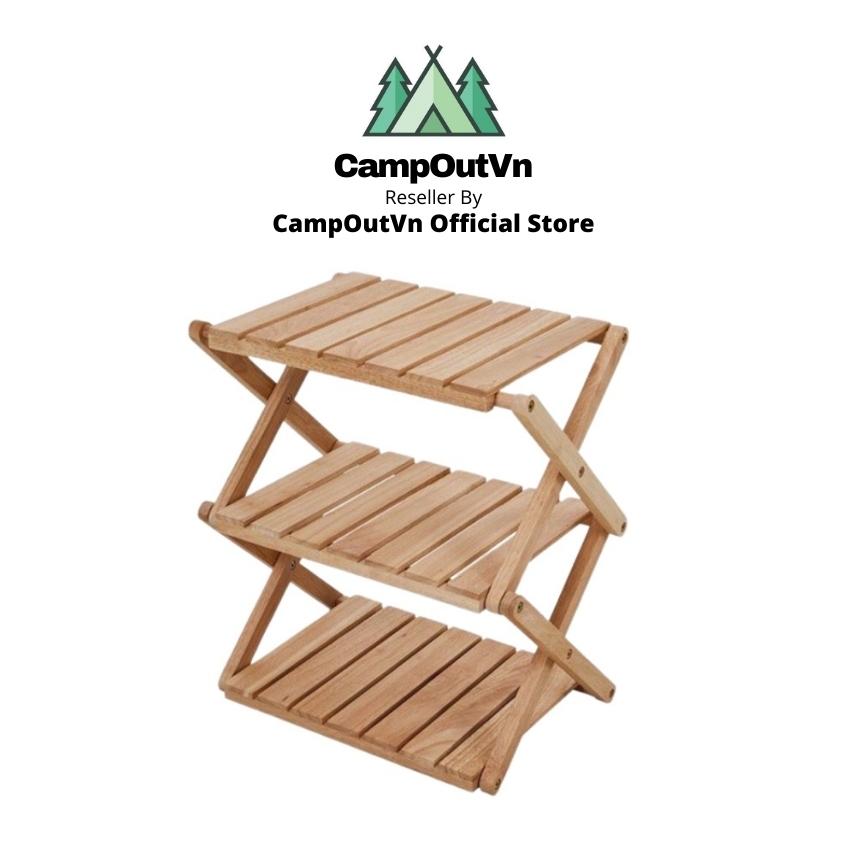 Đồ cắm trại campoutvn kệ gỗ xếp gọn cắm trại dã ngoại du lịch 3 tầng hàn quốc A220