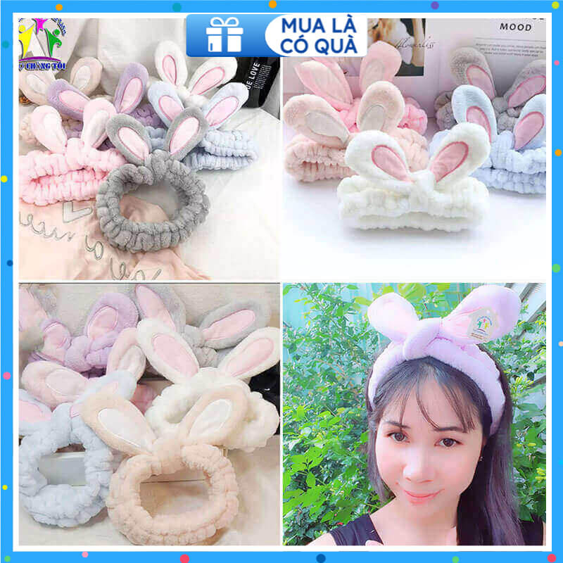 Băng đô nữ skincare, phụ kiện nữ make up, cài tóc nữ trang điểm, bờm tóc nam rửa mặt, nơ cài tóc cho bé gái cute, tai thỏ Hàn Quốc nơ 3d - thương hiệu VỢ CHỒNG TÔI