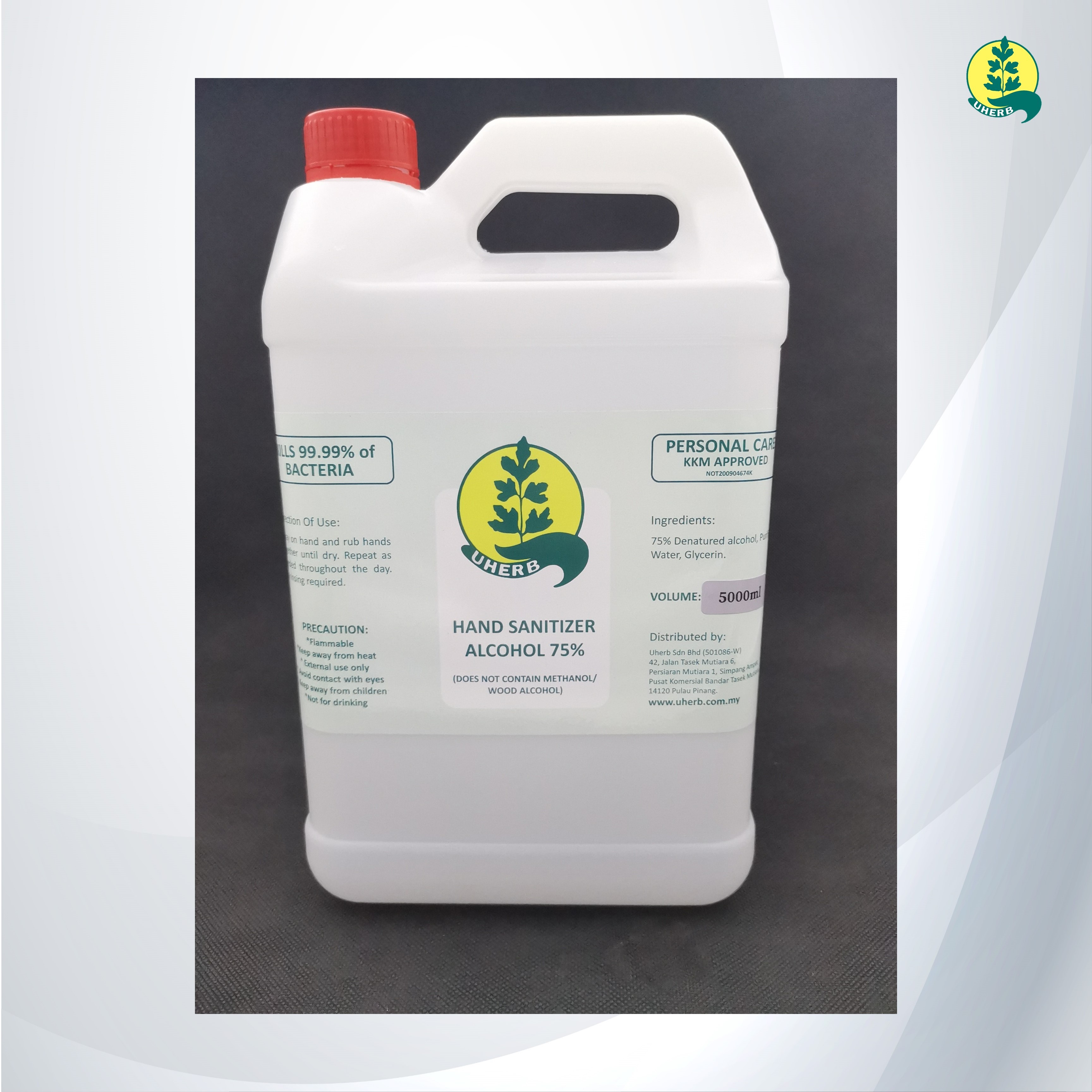 Gambar Uherb Hand Sanitizer Alcohol 75% Ethanol Do Not Contain Methanol 5000mL