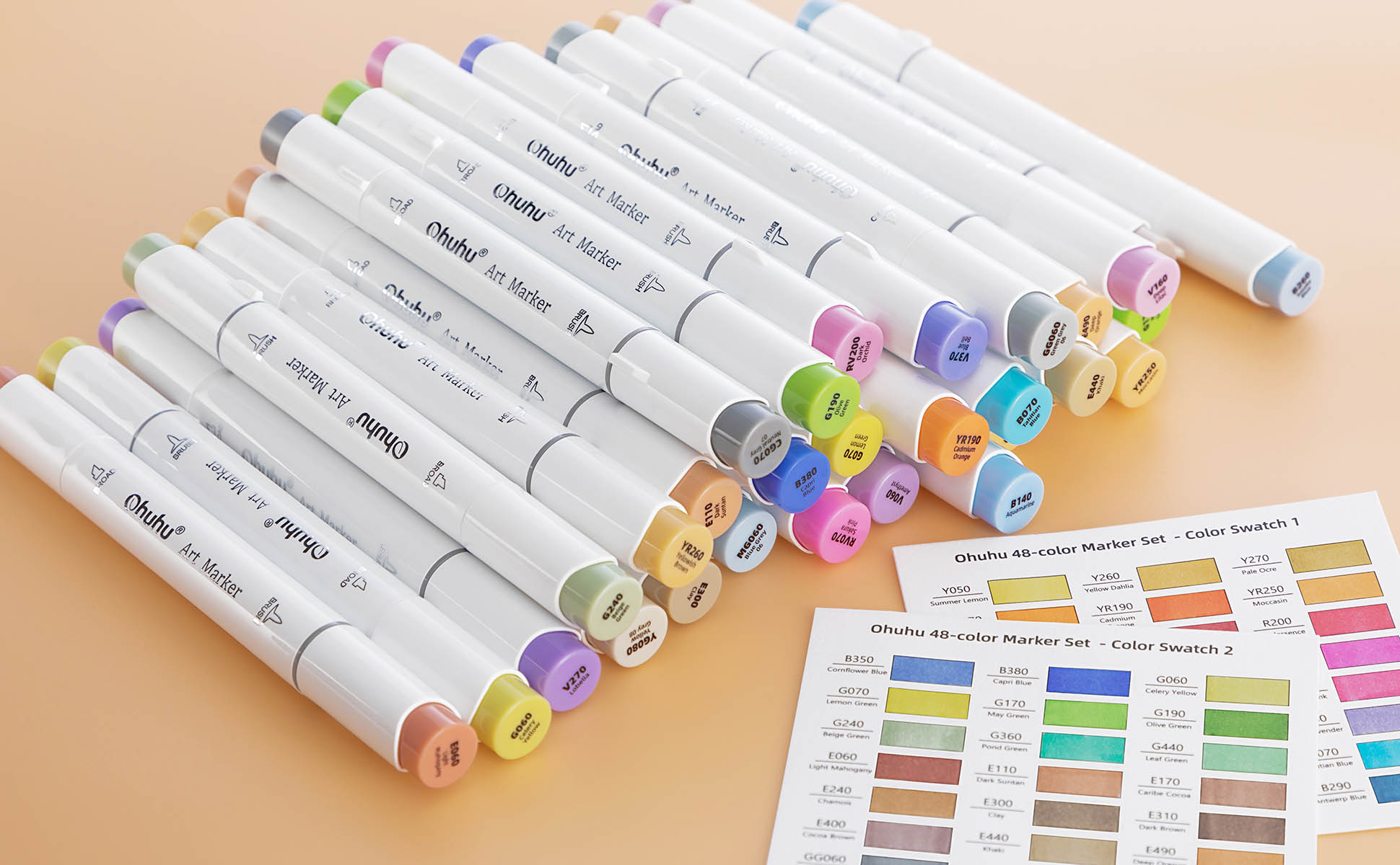 48 Colors Double Tipped Alcohol Brush Markers for Kids