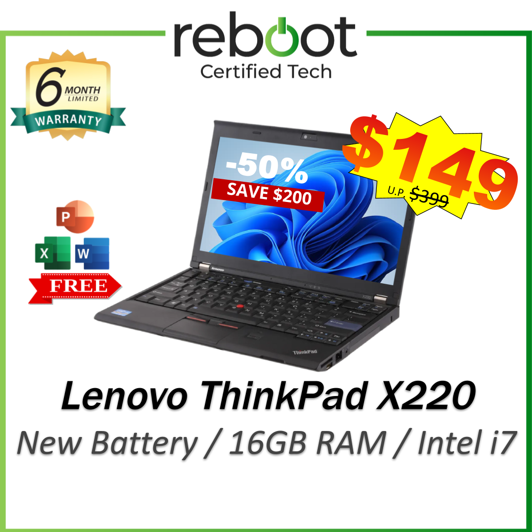 Lenovo Thinkpad X220 Refurbished Laptop Intel I5 8Gb Ram 256Gb Ssd