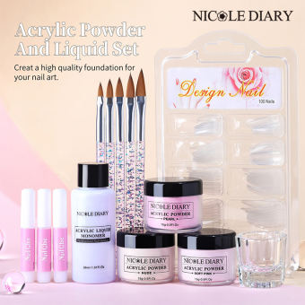 UR SUGAR NICOLE DIARY Bột Acrylic Làm Móng Bộ Thủy Tinh Pha Lê Lỏng Bộ Dụng Cụ Làm Móng Nghệ Thuật Dụng Cụ Nối Móng Tay 3D Lấp Lánh