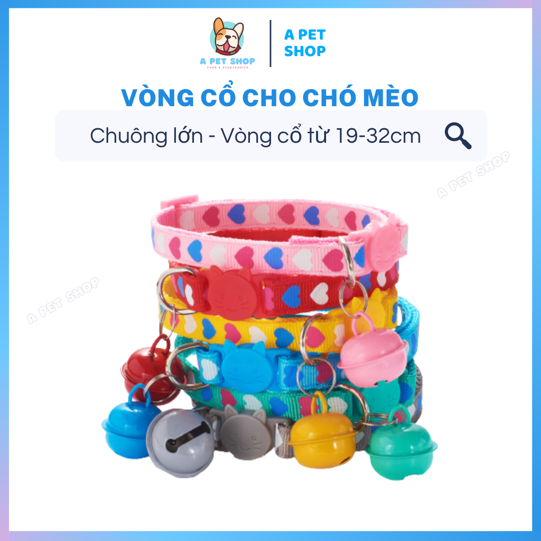 [Chọn màu] Vòng cổ cho chó mèo chuông lớn, khóa hình mèo - vòng cổ cho chó mèo dưới 5Kg - a pet shop