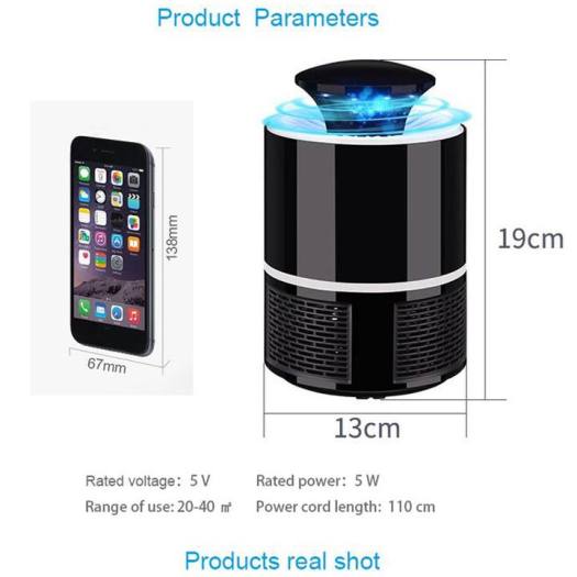 Máy bắt muỗi thông minh, đèn bắt muỗi, bắt côn trùng công nghệ Nhật bản, hình trụ, đầu cắm cổng USB, , đèn bắt mỗi điện quang cao cấp an toàn.