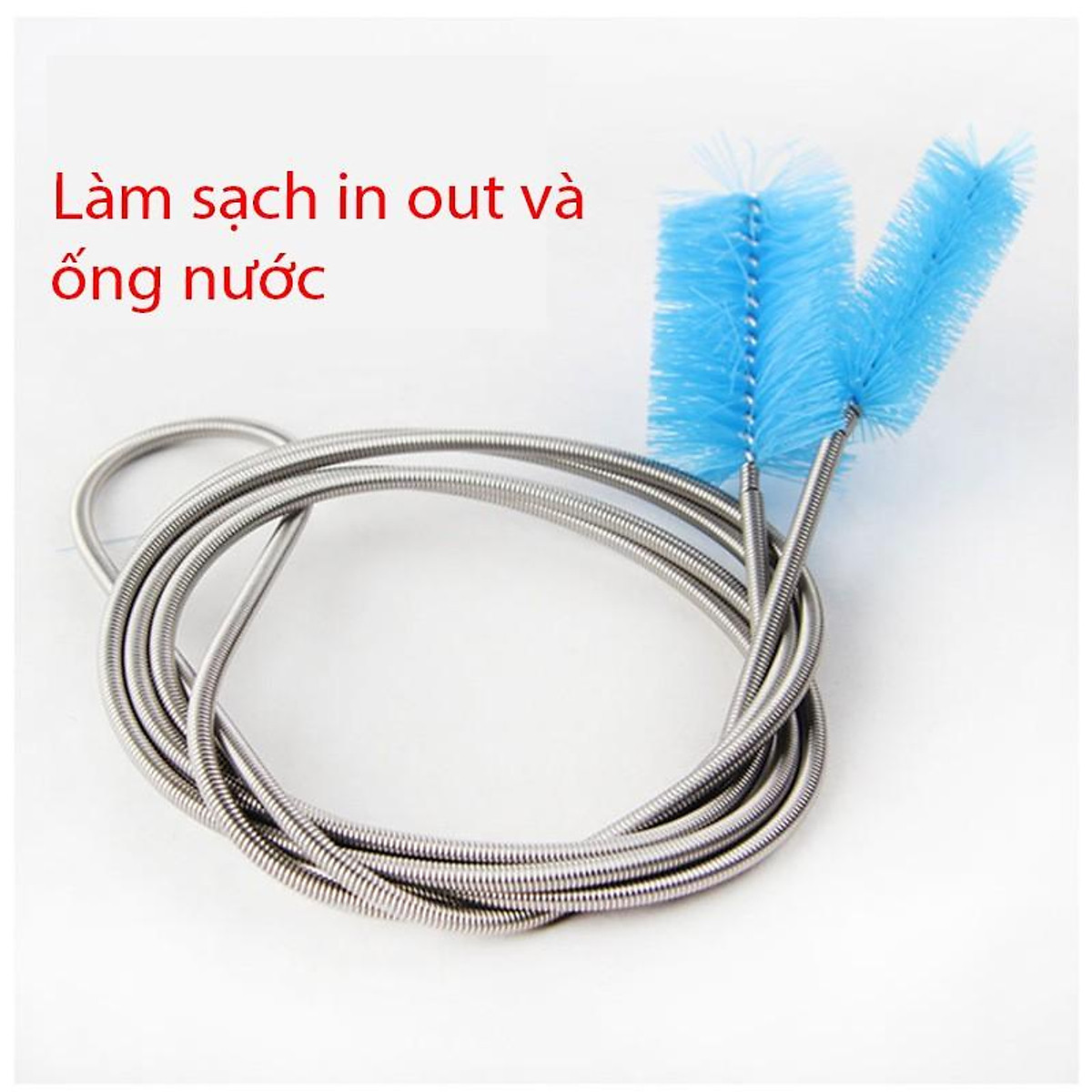 Cọ vệ sinh ống in out- Dây thông tắc ống in out - Chổi Lò xo INOX 2 đầu dài 150cm vệ sinh ống - cho bể cá bể thủy sinh